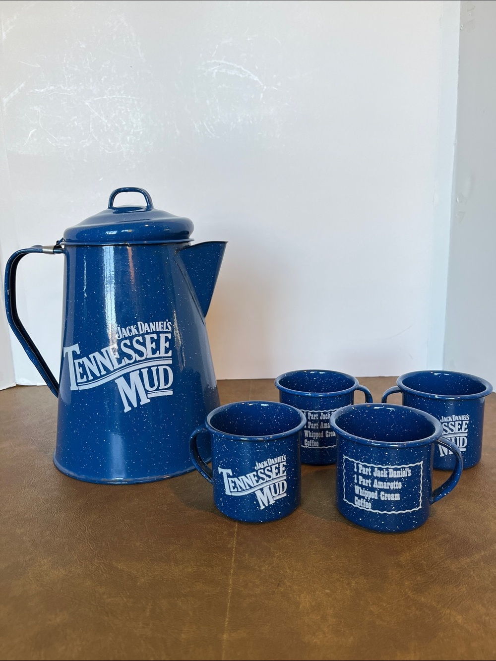 Jack Daniel's Tennessee Mud Blue Enamel Coffee Set